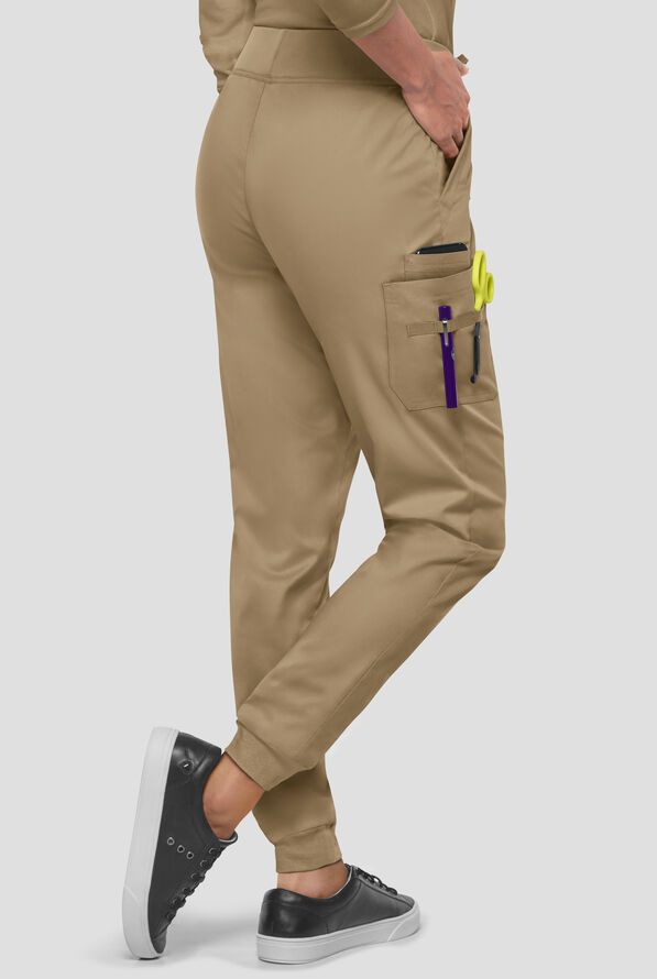 Butter-Soft STRETCH Women's 5-Pocket Cargo Jogger Scrub Pants - Golden Sand - 4
