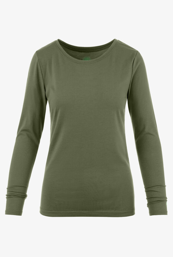 Healing Hands Melissa Women's STRETCH Long Sleeve Knit Underscrub - Olive - 1