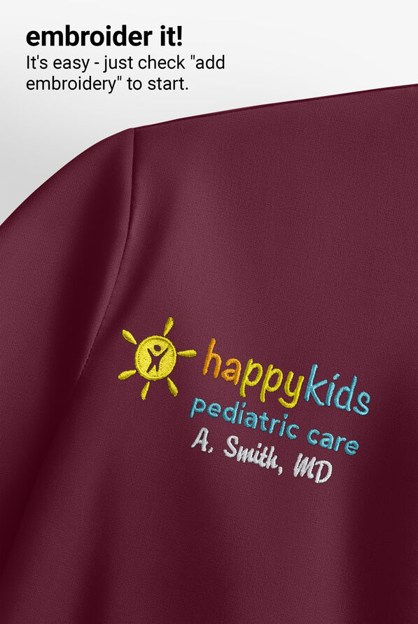 Butter-Soft STRETCH Women's 5-Pocket 3/4" Sleeve V-Neck Scrub Top - Wine - 7