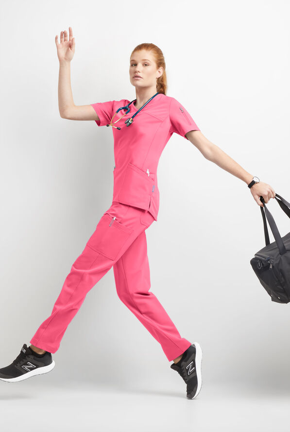 MOVEMENT by Butter-Soft Rigel Women's 9-Pocket Interior Drawstring STRETCH Scrub Pants - Rose Dusk - 4