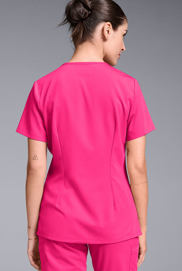 Blusa médica Hypothesis Base con cuello en V y 3 bolsillos para mujer - Reactive Pink - 5