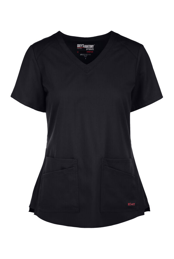 Grey's Anatomy by Barco Spandex STRETCH Emma Women's 4-Pocket V-Neck Scrub Top - Black - 1