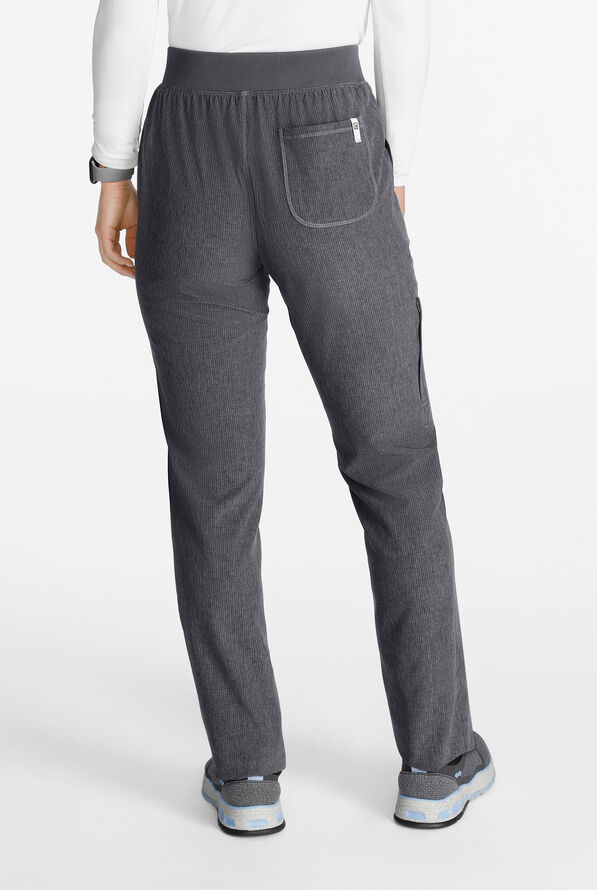 Pantalón médico Cherokee Collection STRETCH estilo cargo con 4 bolsillos y cintura con frente plano y parte trasera acanalada para mujer - Heather Pewter - 3