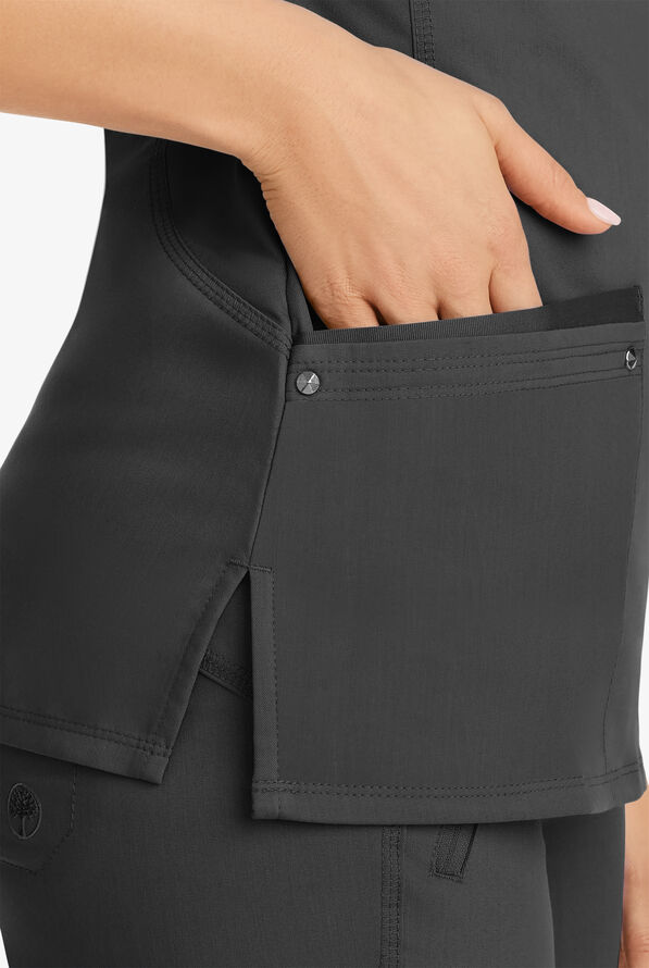 Healing Hands Purple Label Juliet Women's 2-Pocket STRETCH Princess Seam Scrub Top - Black - 3