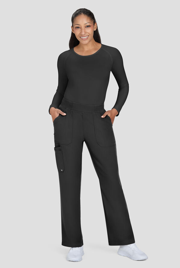 koi Next Gen Jump Start Women's 7-Pocket STRETCH Boot Cut Cargo Scrub Pants - Black - 4