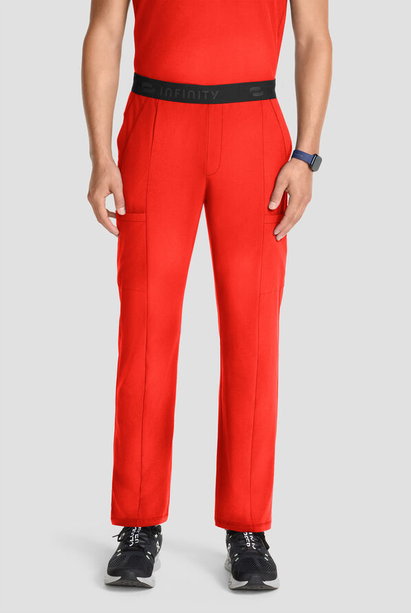 Infinity GNR8 Men's 5-Pocket STRETCH Logo Waistband Straight Leg Cargo Scrub Pant - Firebird - 1