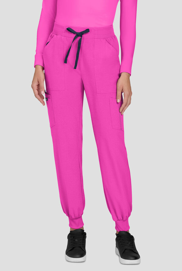 koi Solis Hettie Women's 7-Pocket STRETCH Jogger Cargo Scrub Pants - Hibiscus - 1