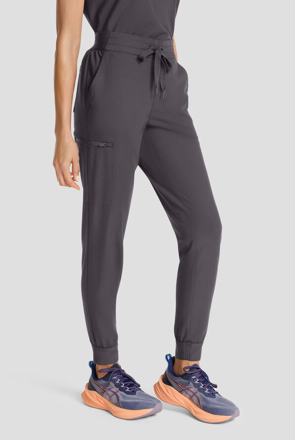 Healing Hands Quest Women's 5-Pocket STRETCH Drawstring Jogger Scrub Pant - Pewter - 1