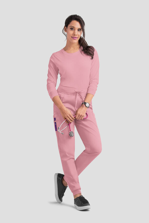 Butter-Soft STRETCH Women's 5-Pocket Cargo Jogger Scrub Pants - Cosmo Pink - 3