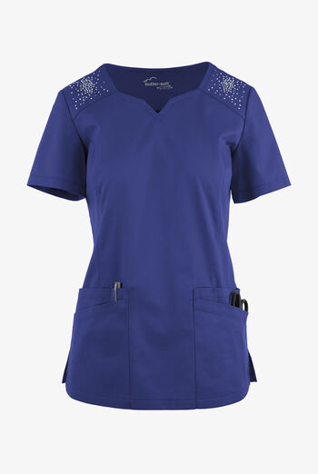 Butter-Soft STRETCH Women's 6-Pocket Crystal Bling Scrub Top