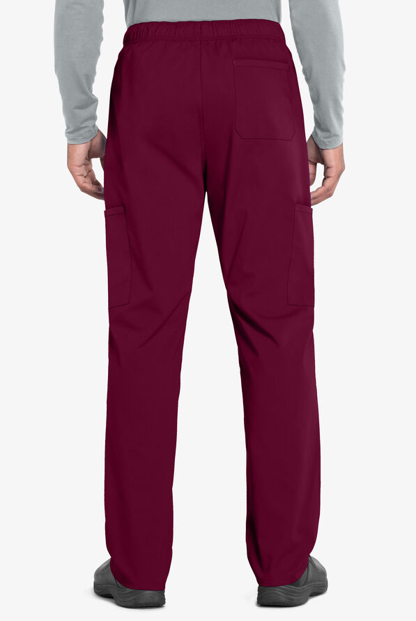 Cherokee Workwear Professionals Men's 5-Pocket STRETCH Cargo Scrub Pants - Tall - Wine - 2