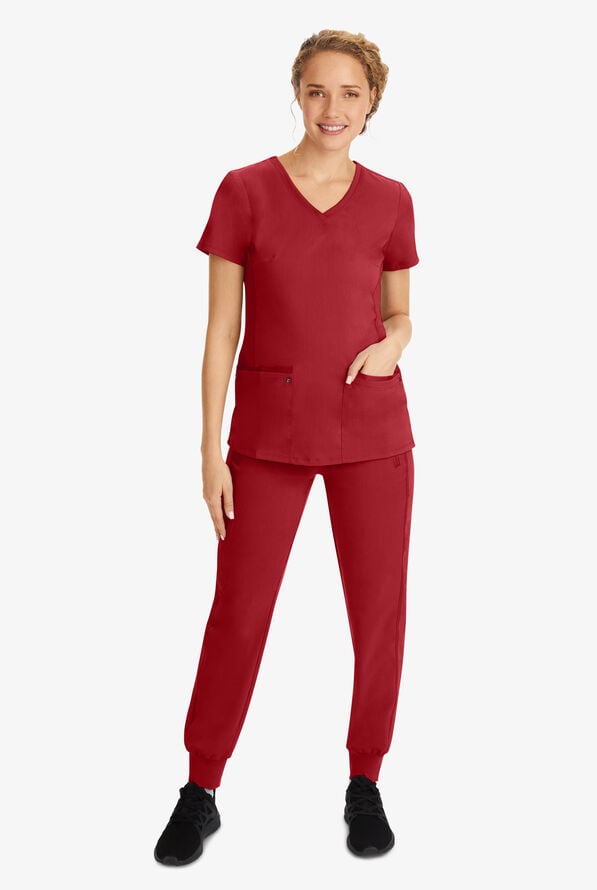 Healing Hands Purple Label Juliet Women's 2-Pocket STRETCH Princess Seam Scrub Top - Red - 6