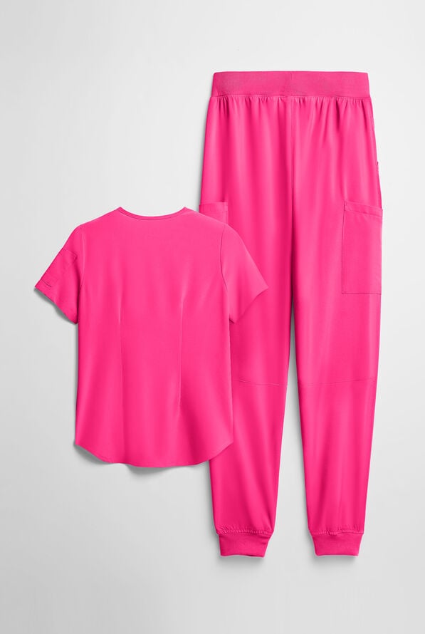 Easy STRETCH Women's 10-Pocket Scrub Set - Reactive Pink - 2