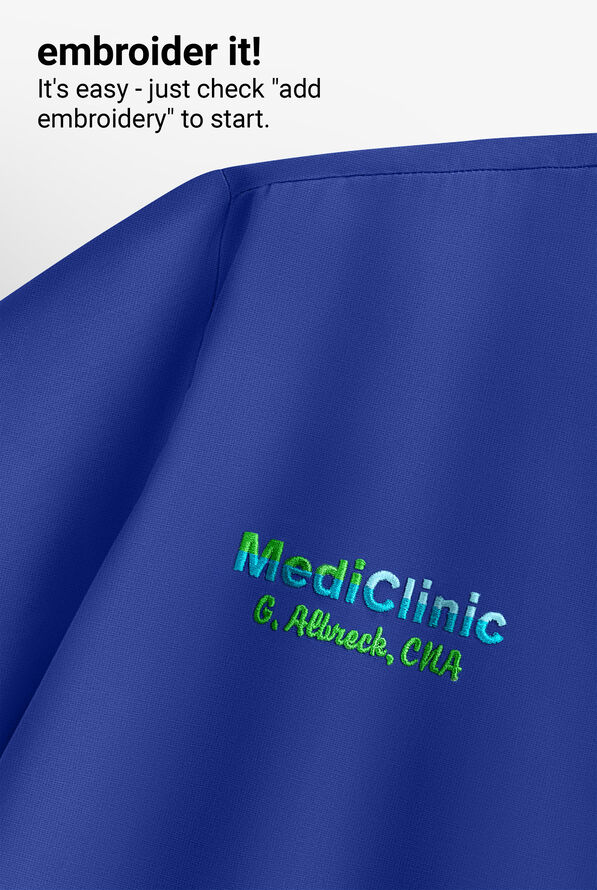 Blusa médica WhisperLite Lyra Stretch con cuello redondeado y 2 bolsillos para mujer - Space Blue - 6