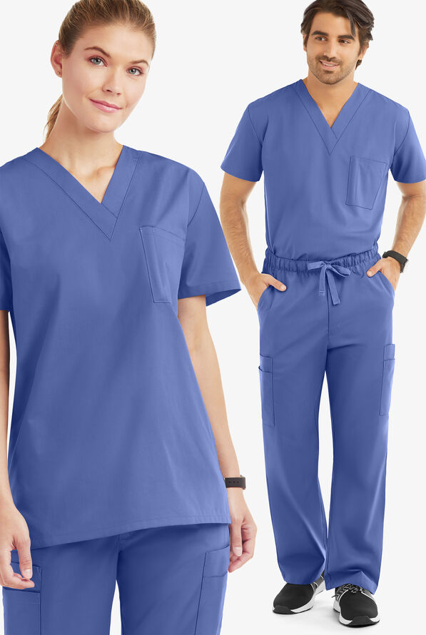Conjunto médico unisex Strictly Scrubs estilo cargo con 7 bolsillos - Ceil Blue - 2