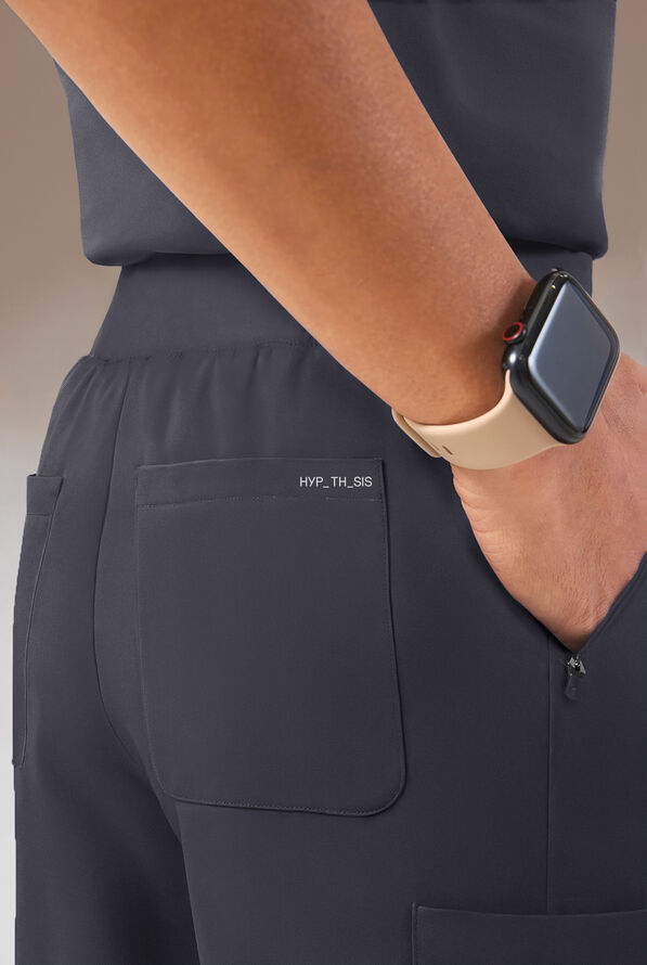 Hypothesis Y-Band Women's 6-Pocket Yoga-Style Knit Waist Wide Leg Scrub Pant - Pewter - 2
