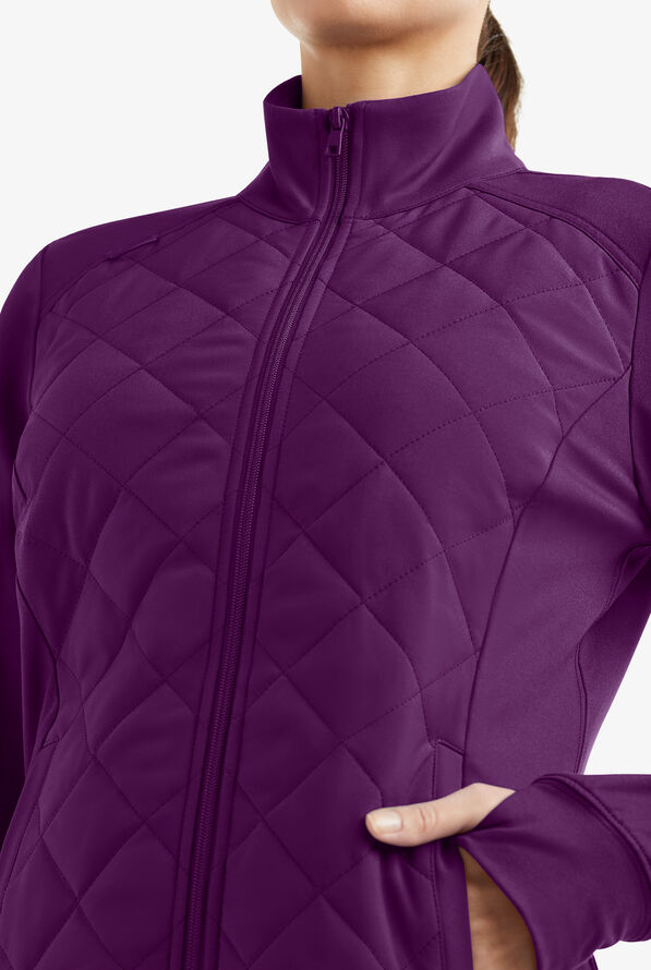 Chaqueta m&eacute;dica acolchada Easy STRETCH Keira con mangas largas y 2 bolsillos para mujer - Eggplant - 4