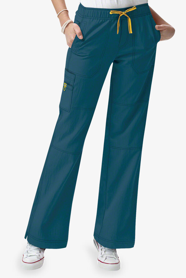WonderWink Four-STRETCH Women's 6-Pocket Cargo Scrub Pants - Caribbean Blue - 1