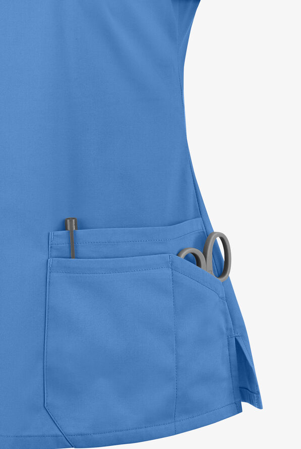 Dickies EDS Signature Women's 6-Pocket Contemporary Fit V-Neck Scrub Top - Ceil Blue - 3