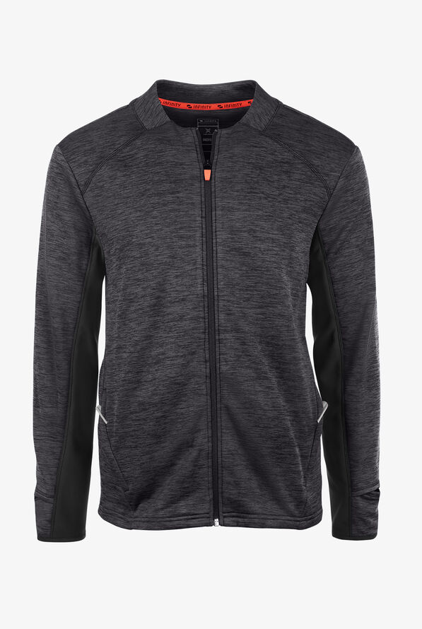 Infinity GNR8 Men's 4-Pocket STRETCH Mock Neck Warm-Up Scrub Jacket - Black - 1