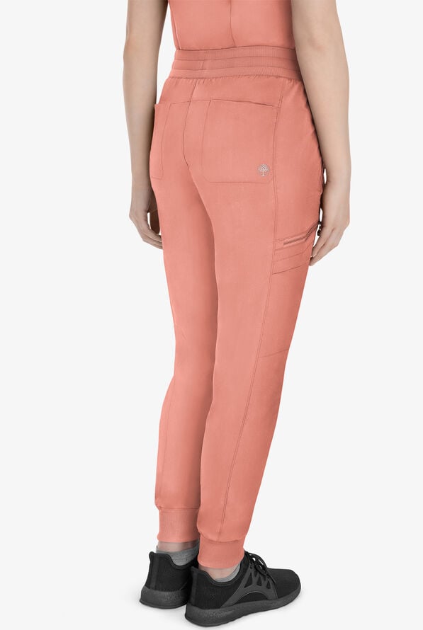 Healing Hands Purple Label Toby Women's 7-Pocket STRETCH Jogger Drawstring Scrub Pant - Velvet Peach - 4