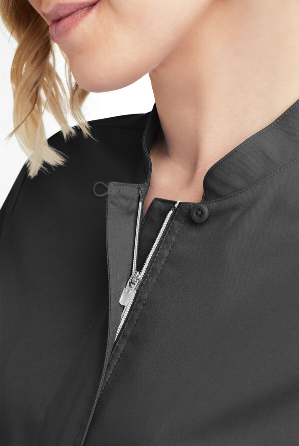 Blusa m&eacute;dica UA Butter-Soft STRETCH con cremallera y 6 bolsillos para mujer - Black - 3