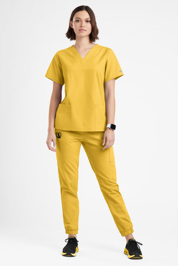 Butter-Soft Originals Women's 2-Pocket V-Neck Scrub Top - Warm Sun - 2