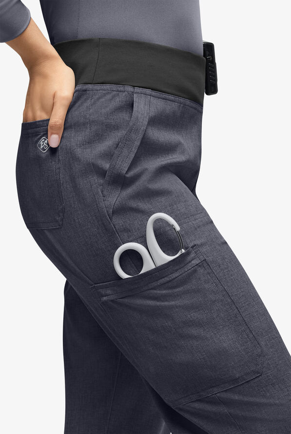Pantalón médico Easy STRETCH tall Sienna estilo yoga con 5 bolsillos para mujer - Charcoal Heather/Black - 2