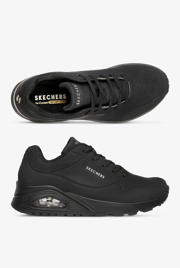 Skechers Street UNO - Stand On Air Black Athletic Lace Up Shoes - null - 1