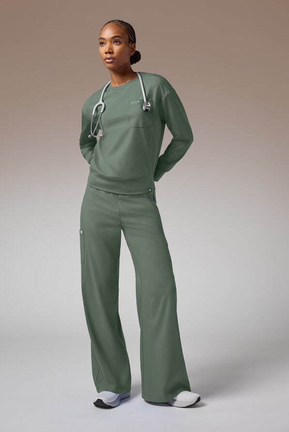 Hypothesis Omni Base Women's Knit Crew Neck Scrub Pullover - Mineral - 2