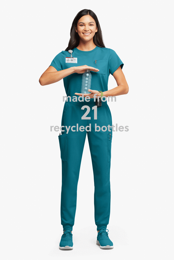 Pantalón médico ReSurge Amber estilo jogger con piernas pitillo y 7 bolsillos para mujer - Caribbean Blue - 5