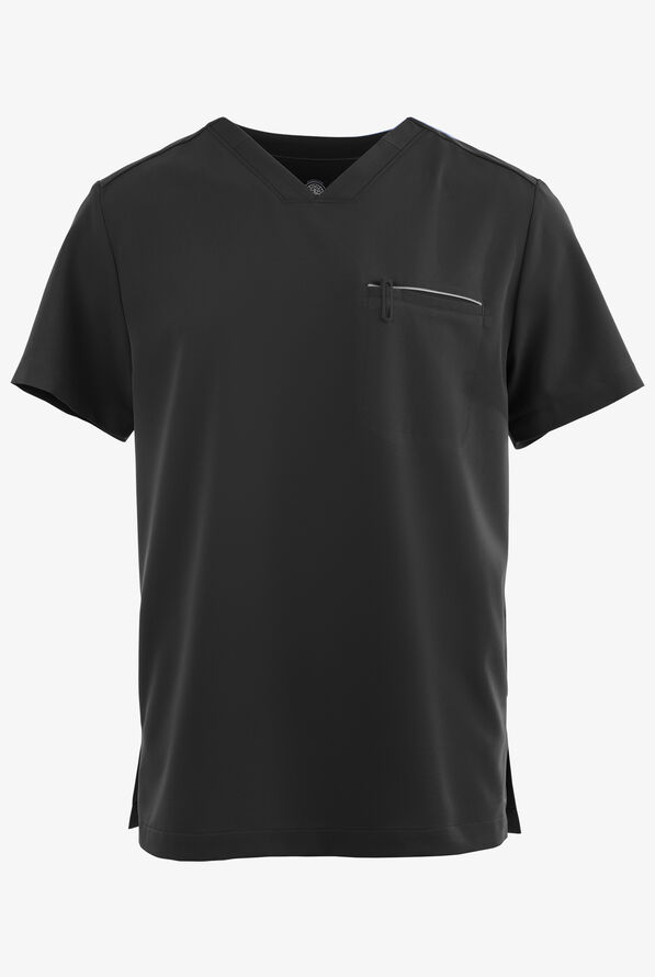 Healing Hands 360 Spencer Men's 1-Pocket STRETCH V-Neck Scrub Top - Black - 1