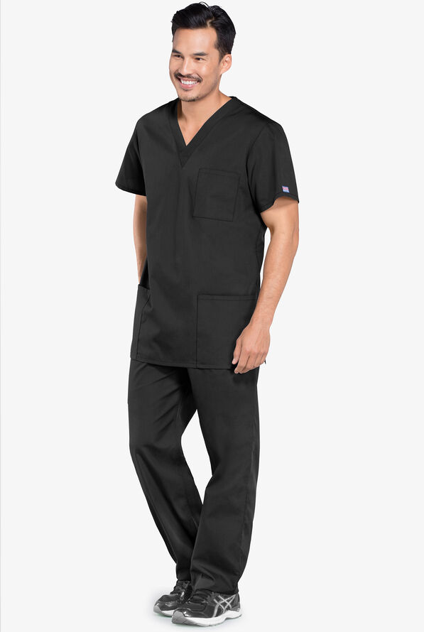 Cherokee Workwear Unisex 3-Pocket V-Neck Scrub Top - Black - 2