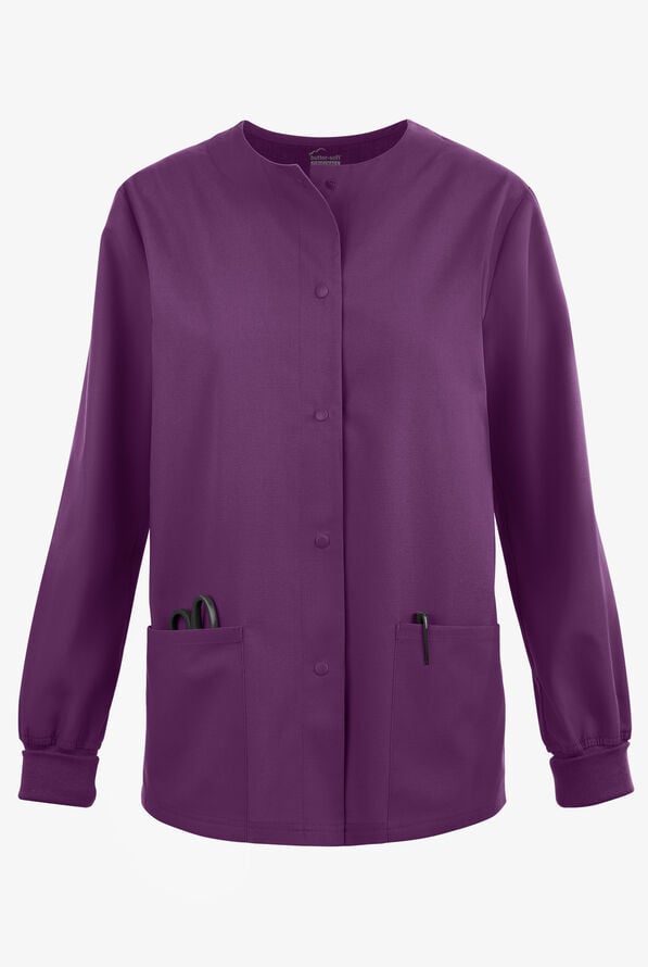 Butter-Soft Originals Women's 3-Pocket Warm-up Scrub Jacket - Eggplant - 1