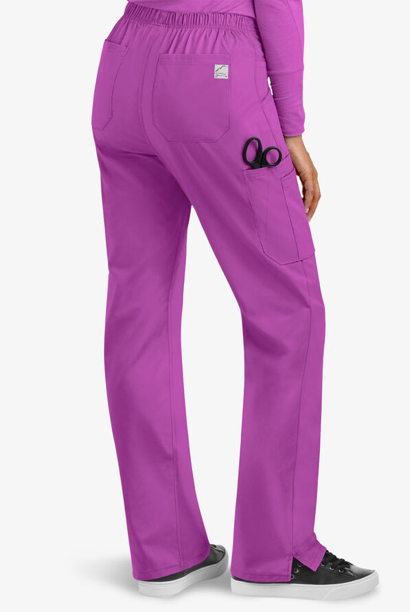 Butter-Soft STRETCH Women's 9-Pocket Drawstring with Back Elastic Scrub Pants - Tall - Deep Lavender - 2