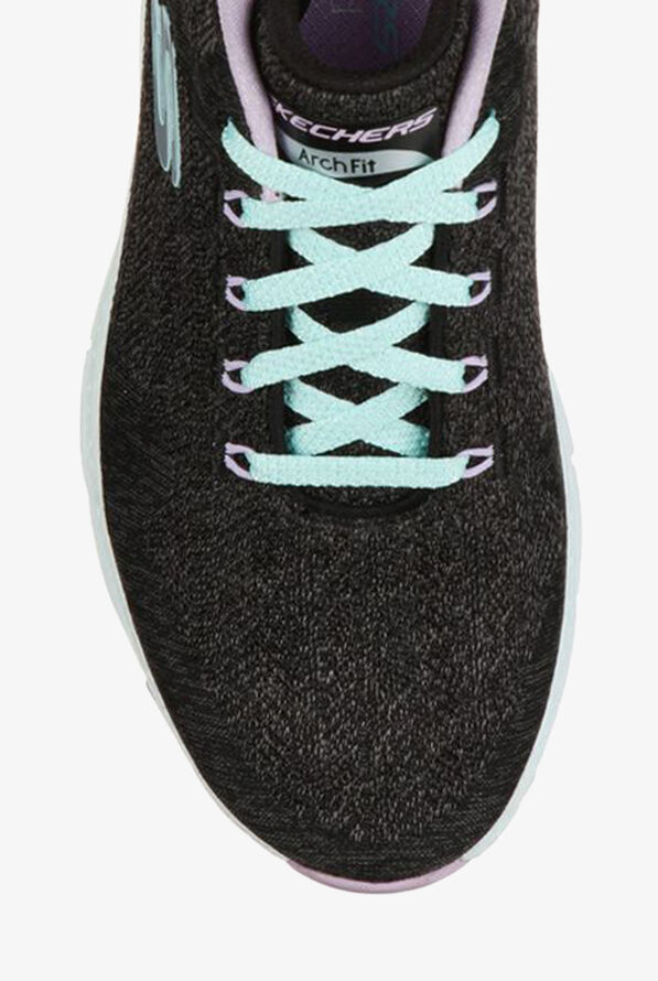 Skechers Sport Women's Arch Fit Comfy Wave Black/Lavender Trim Athletic Lace Up Nursing Shoes - null - 3