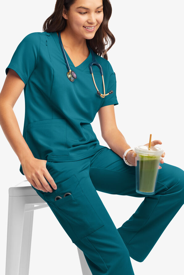 Butter-Soft Women's 13-Pocket Cargo Scrub Pants **Slightly IRREGULAR**&nbsp; - Caribbean Blue - 7