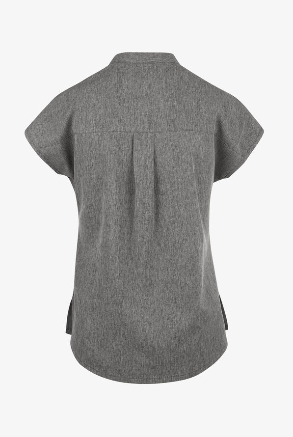 koi Basics Ari Women's 1-Pocket STRETCH Dolman Sleeve Mandarin Collar Scrub Top - Heather Grey - 2