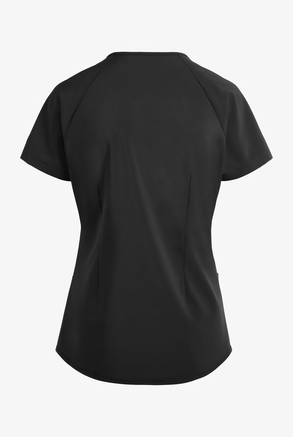 Blusa m&eacute;dica Easy STRETCH Cara con mangas ragl&aacute;n y 4 bolsillos para mujer - Onyx Black - 4