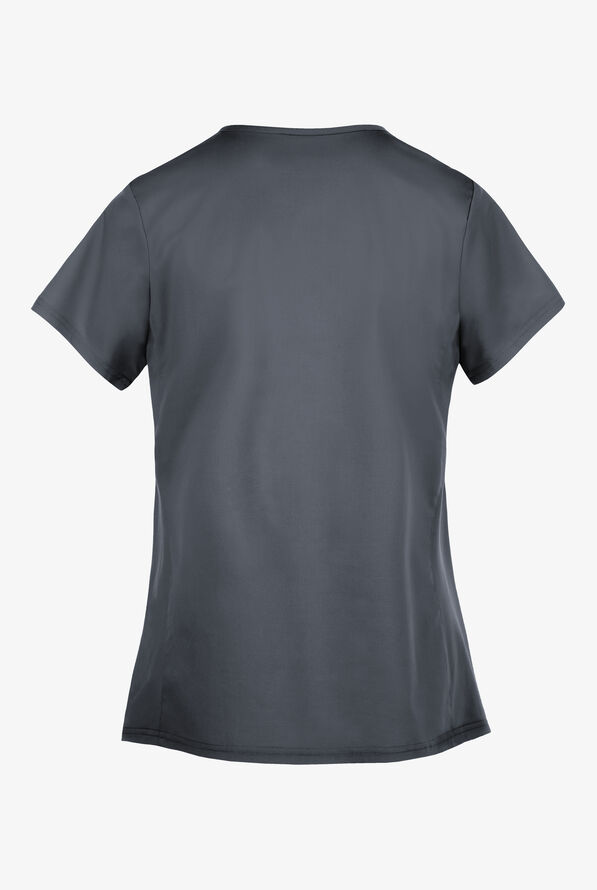 Blusa m&eacute;dica de maternidad UA Butter-Soft STRETCH con paneles de tejido y 3 bolsillos para mujer - Pewter - 3