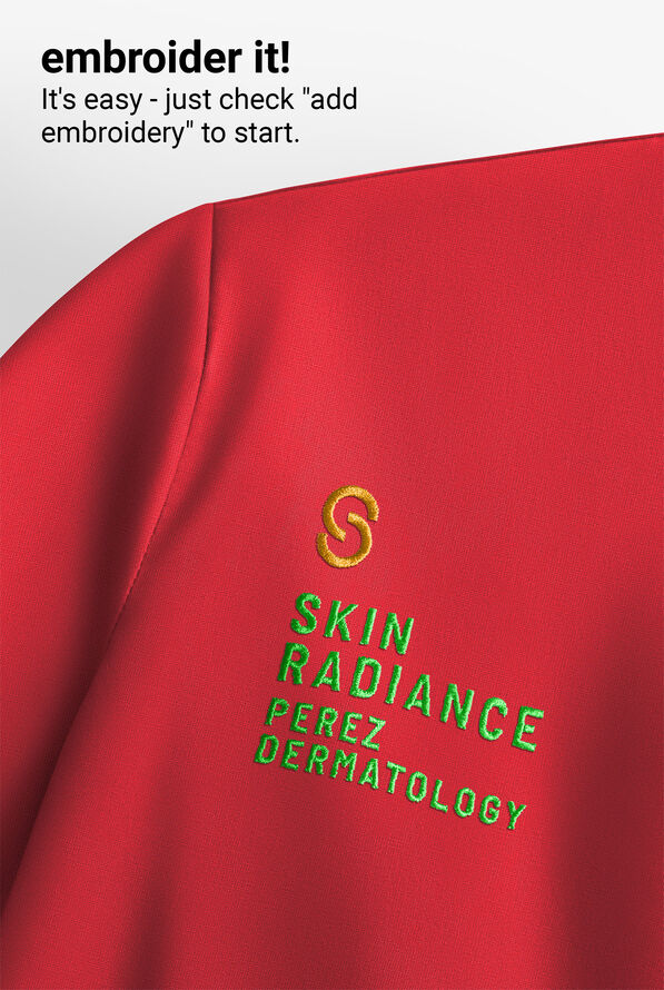 koi Essentials Kori Women's 2-Pocket Open Front Rib Knit V-Neck Scrub Cardigan - Ruby - 3