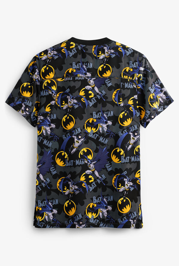 Cherokee Tooniforms DC Comics Batman Men's 2-Pocket V-Neck Print Scrub Top - null - 2