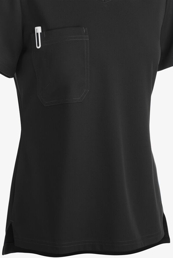 Grey's Anatomy by Barco Spandex STRETCH Bree Women's 1-Pocket Tuck In Scrub Top - Black - 3