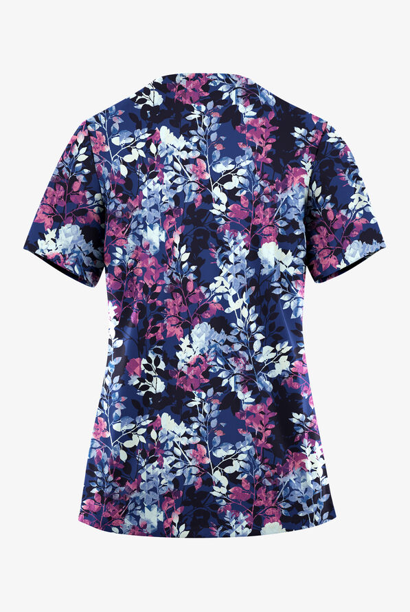 Butter-soft STRETCH Women's Hologram Garden Ceil V-Neck Print Scrub Top ...
