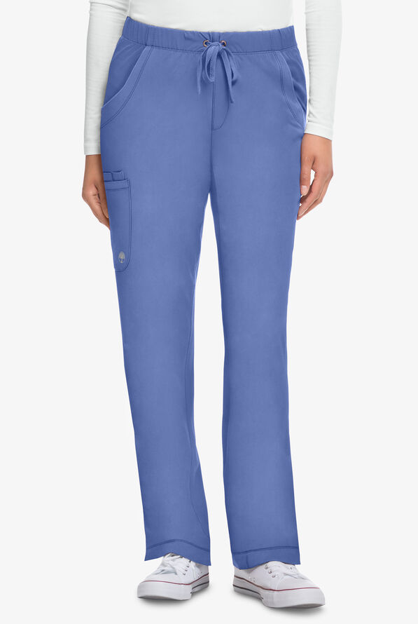 HH Works by Healing Hands Rebecca Women's 6-Pocket STRETCH Drawstring Waist Cargo Scrub Pants - Petite - Ceil Blue - 1