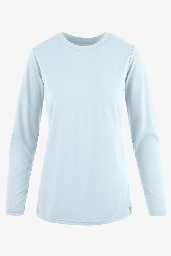 Butter-Soft Originals Women's STRETCH Cotton-Rich Long Sleeve Crew Neck Knit Underscrub - Morning Dew - 1