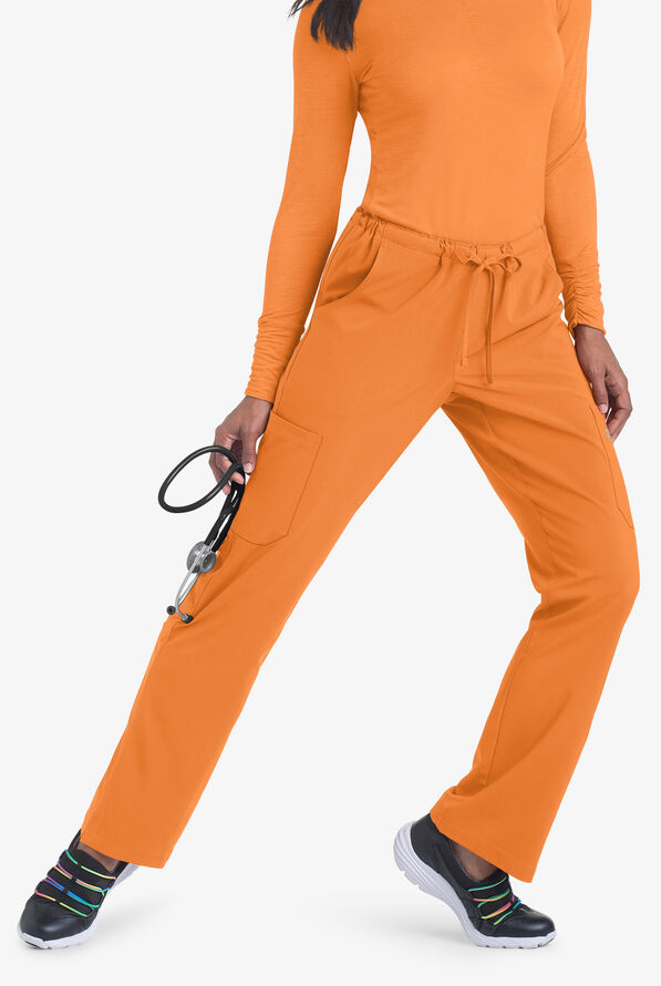 Easy STRETCH Eden Women's 4-Pocket Drawstring Scrub Pants - Petite - Apricot Crush - 3