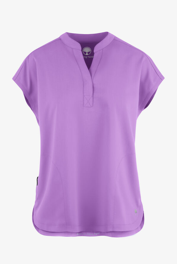 Healing Hands Purple Label Journey Women's 2-Pocket STRETCH Dolman Sleeve Mandarin Collar Scrub Top - Purple Moonstone - 1