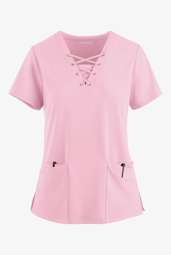 Easy STRETCH Gisele Women's 4-Pocket Lace Up V-Neck Scrub Top