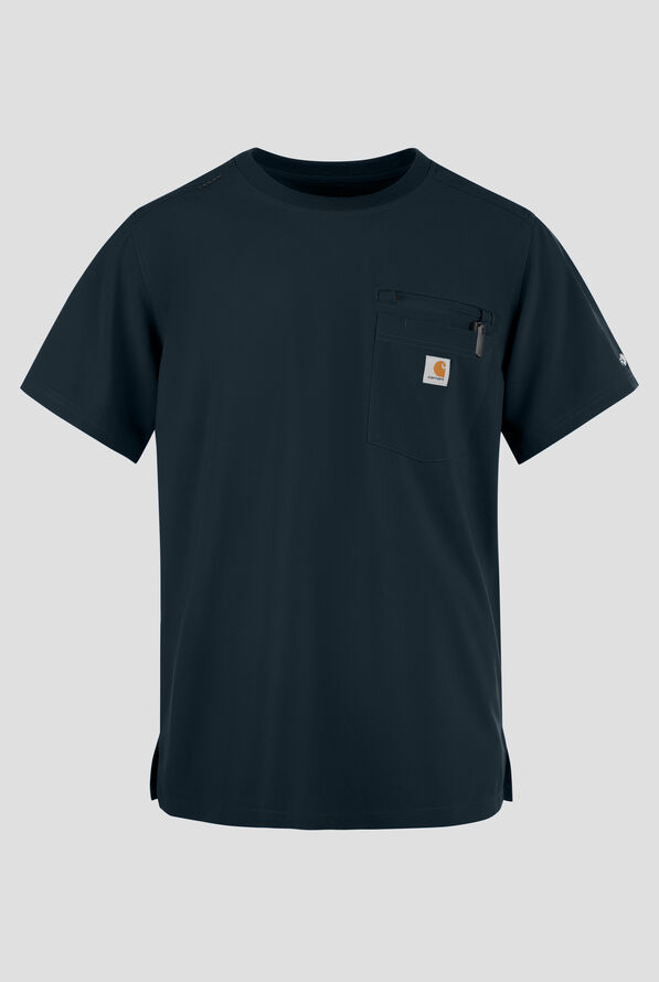 Carhartt Cross-Flex Men's 2-Pocket STRETCH Crew Neck Scrub Top - Navy - 1